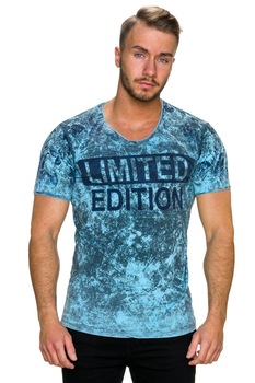 Tricou barbati , imprimeu limited edition , bleu ,marimea S Tricou barbati , imprimeu limited edition , bleu ,marimea S