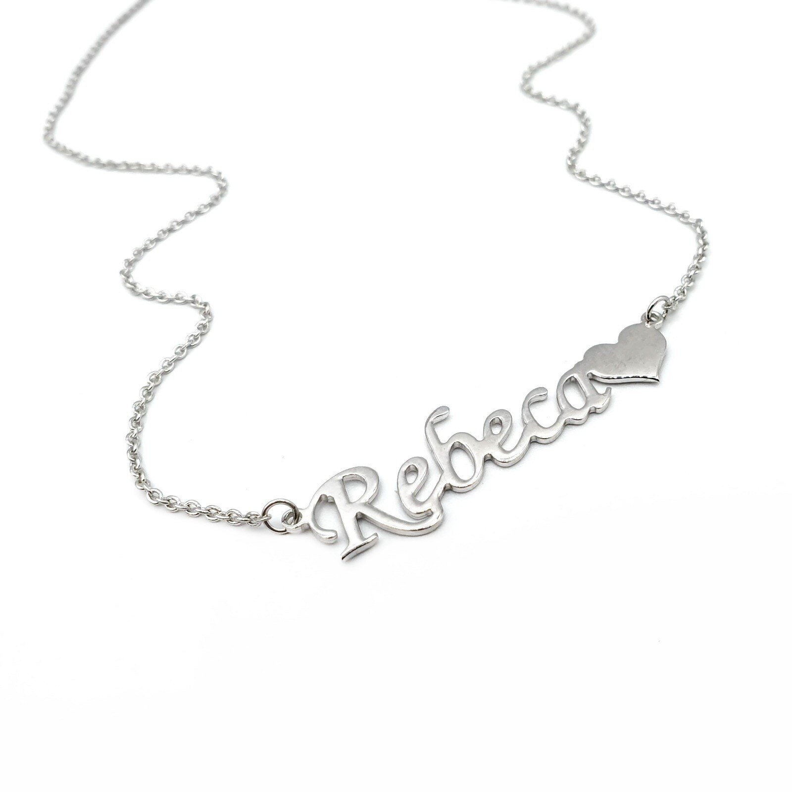 Lantisor Din Argint 925 Personalizat Cu Nume Si Inimioara, Reglabil 45+5cm