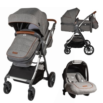 Carucior 3 in 1 Coccolle Acero, transformabil, Gri Carucior 3 in 1 Coccolle Acero, transformabil, Gri