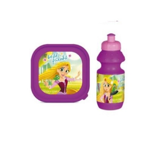 Set pranz Rapunzel geanta + cutie + sticla plastic 400 ml mov