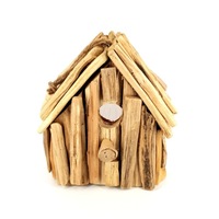 Cuib pasari din lemn natur in forma casuta