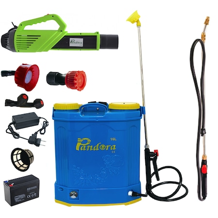 Set Atomizor electric +Pompa stropit acumulator Pandora 16L +Tija Telescopica, 5 Bar, Model nou + regulator presiune, vermorel cu baterie acumulator