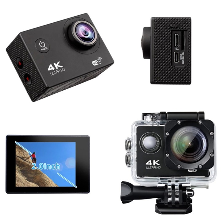 Camera sport, 1Tech, WIFI, 170 de grade, HDMI, Negru