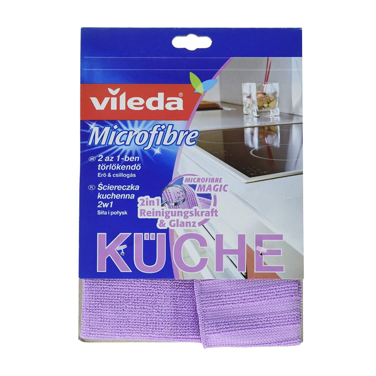 Prosop de bucatarie Vileda 12494, microfibra 2in1,32x32cm, mov