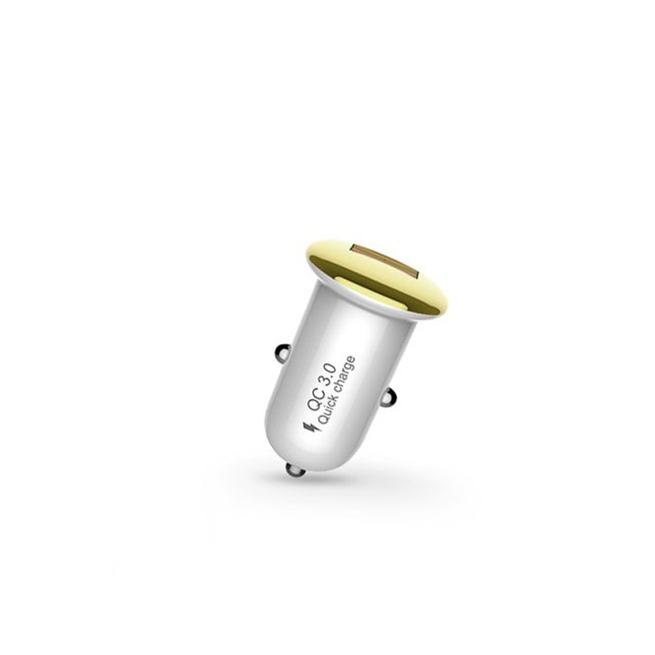 Devia USB szivargyújtós töltő adapter - 5V/3A - Devia Mushroom Series Car Charger - Qualcomm Quick Charge 3.0 - white/gold