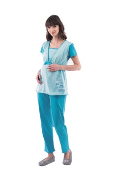 Pijama de alaptat, tif PJF132, Albastru aquamarin, M Pijama de alaptat, tif PJF132, Albastru aquamarin, M