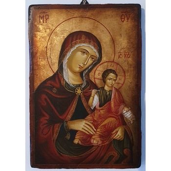 Icoana pictata pe lemn Bizantina Speciala Maica Domnului 1, Artizanat Opait, 14x10cm Icoana pictata pe lemn Bizantina Speciala Maica Domnului 1, Artizanat Opait, 14x10cm