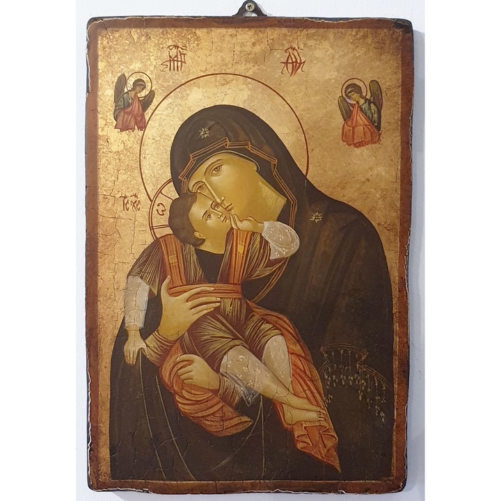 Icoana pictata pe lemn Bizantina Speciala Maica Domnului 31, Artizanat Opait, 22x18cm