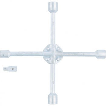 Cheie cruce pentru roti, 17 х 19 х 21 х 22 mm, armata, cu adaptor 1/2 Cheie cruce pentru roti, 17 х 19 х 21 х 22 mm, armata, cu adaptor 1/2