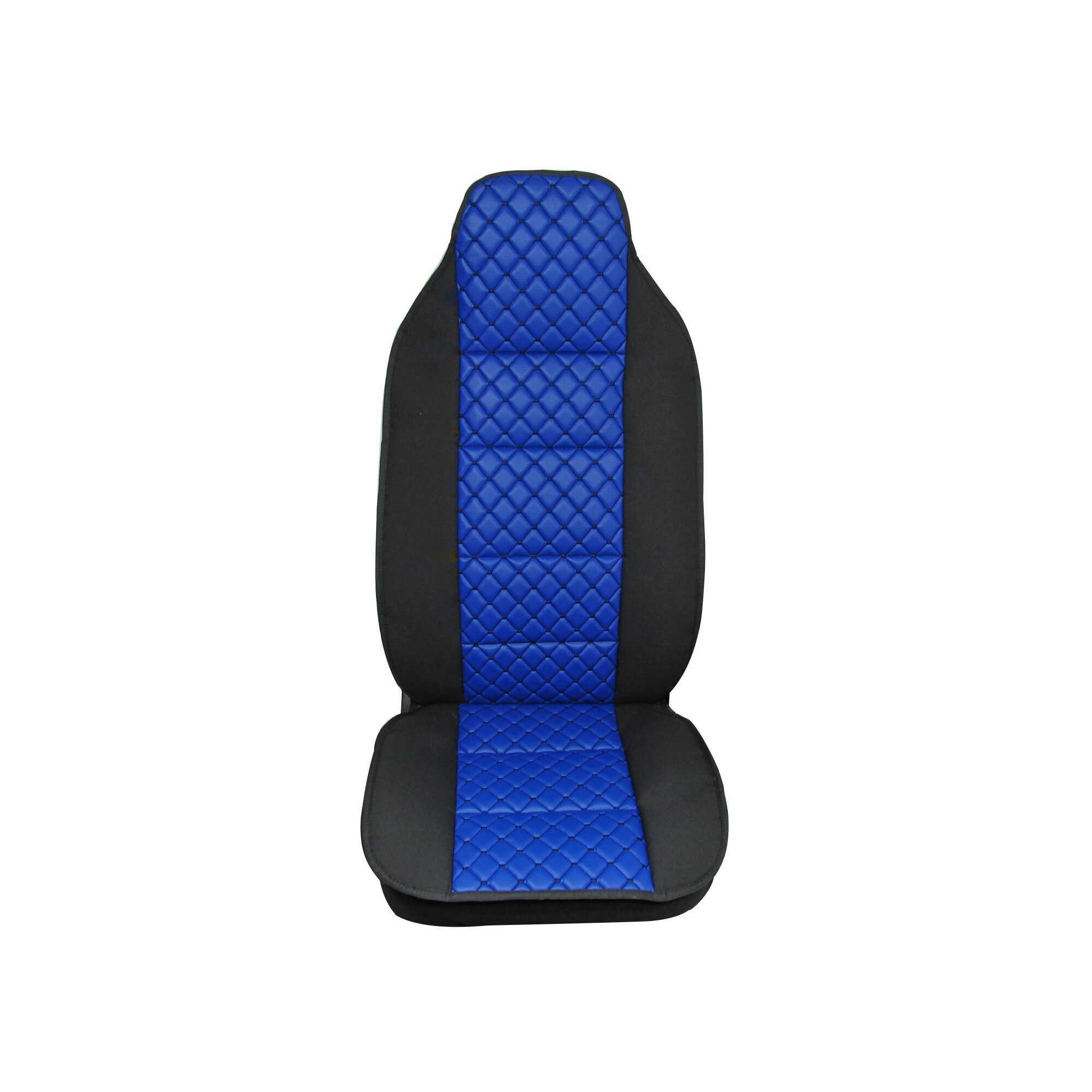 Husa Scaun Camion Flexzon, Lux, Piele Ecologica si Textil, Albastru cu Cusaturi Negri