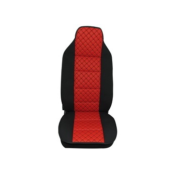Husa Scaun Camion Flexzon, Lux, Piele Ecologica si Textil, Rosu cu Cusaturi Negri Husa Scaun Camion Flexzon, Lux, Piele Ecologica si Textil, Rosu cu Cusaturi Negri