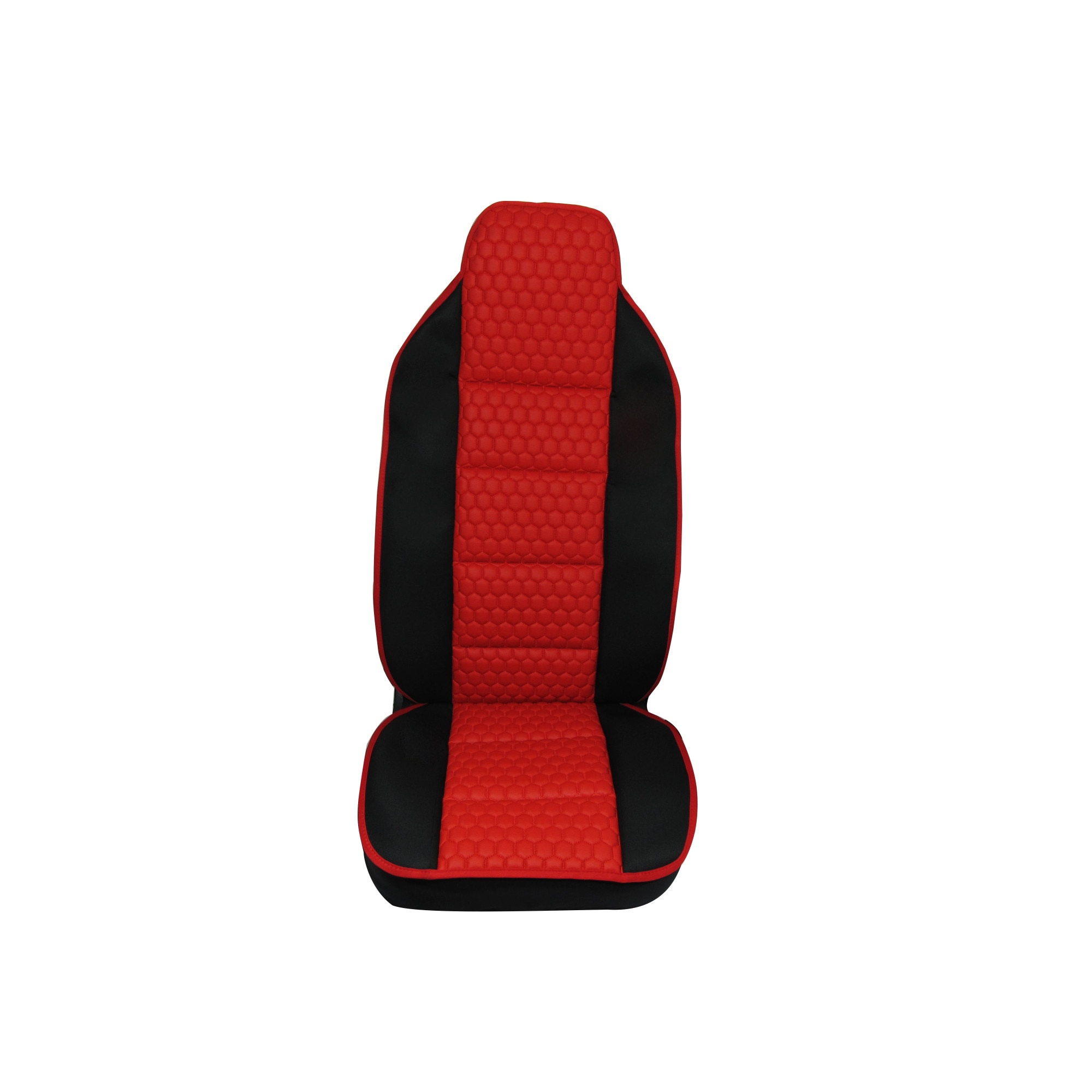 Husa Scaun Camion Flexzon, Lux, Piele Ecologica si Textil, Rosu, Model Fagure de Miere