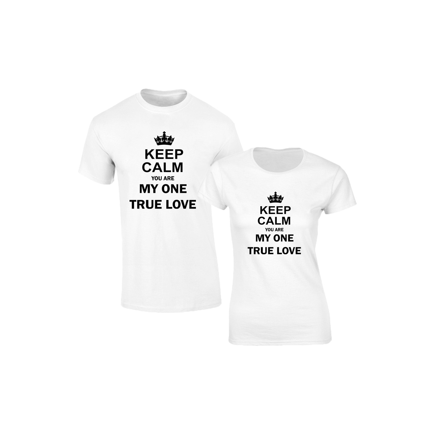 Set de tricouri albe cuplu Keep calm, marimea S