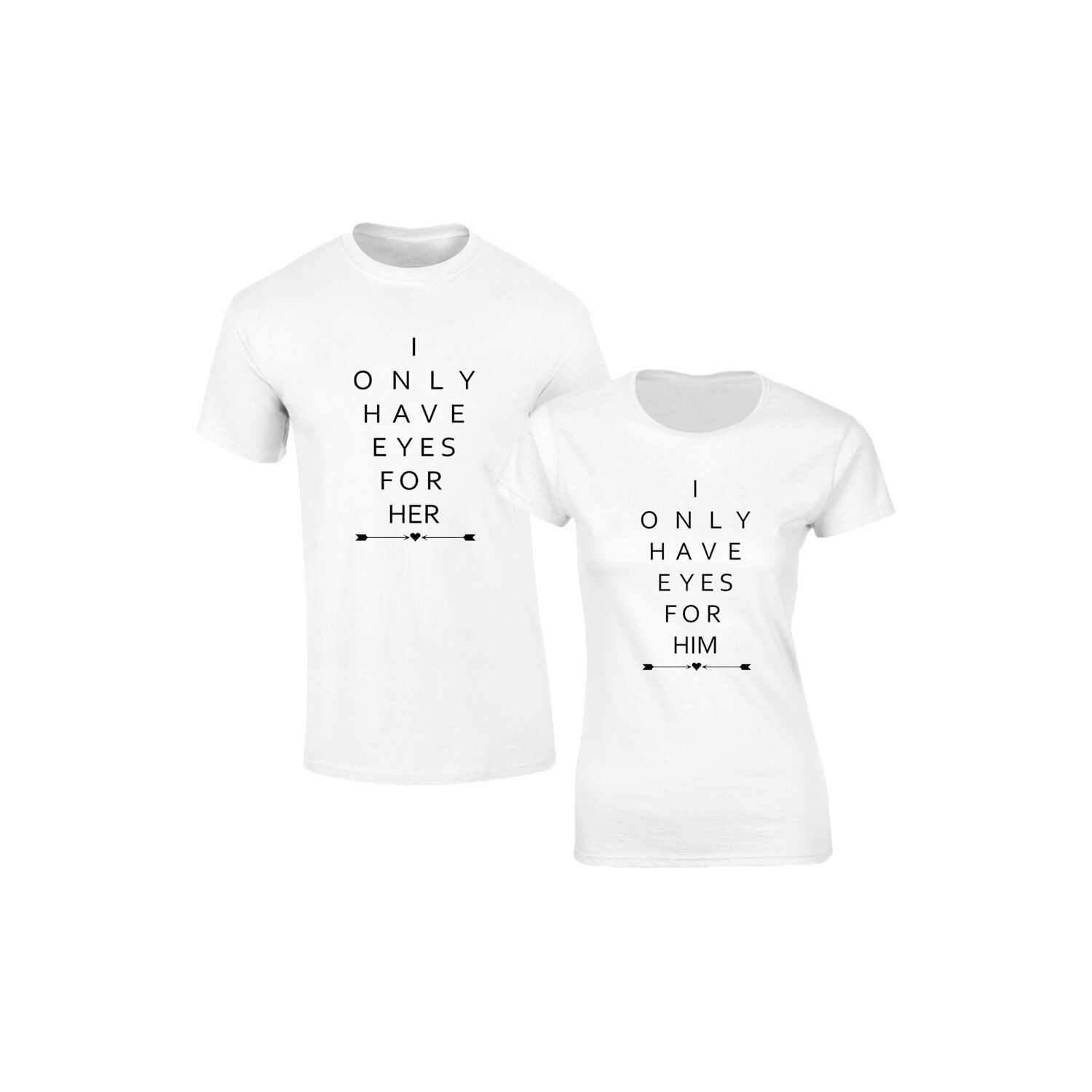Set de 2 tricouri pentru cuplu albe Eyes for Her/Him, marimea XL