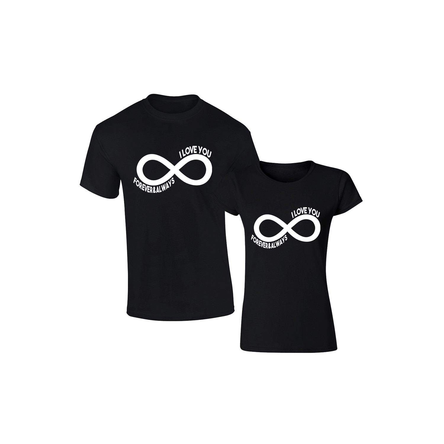 Set de 2 tricouri pentru cuplu negre Infinite, marimea L