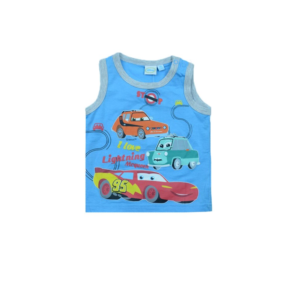 Tricou fara maneci baietei Disney Cars DISK-JVJM 31164, Albastru 68 cm