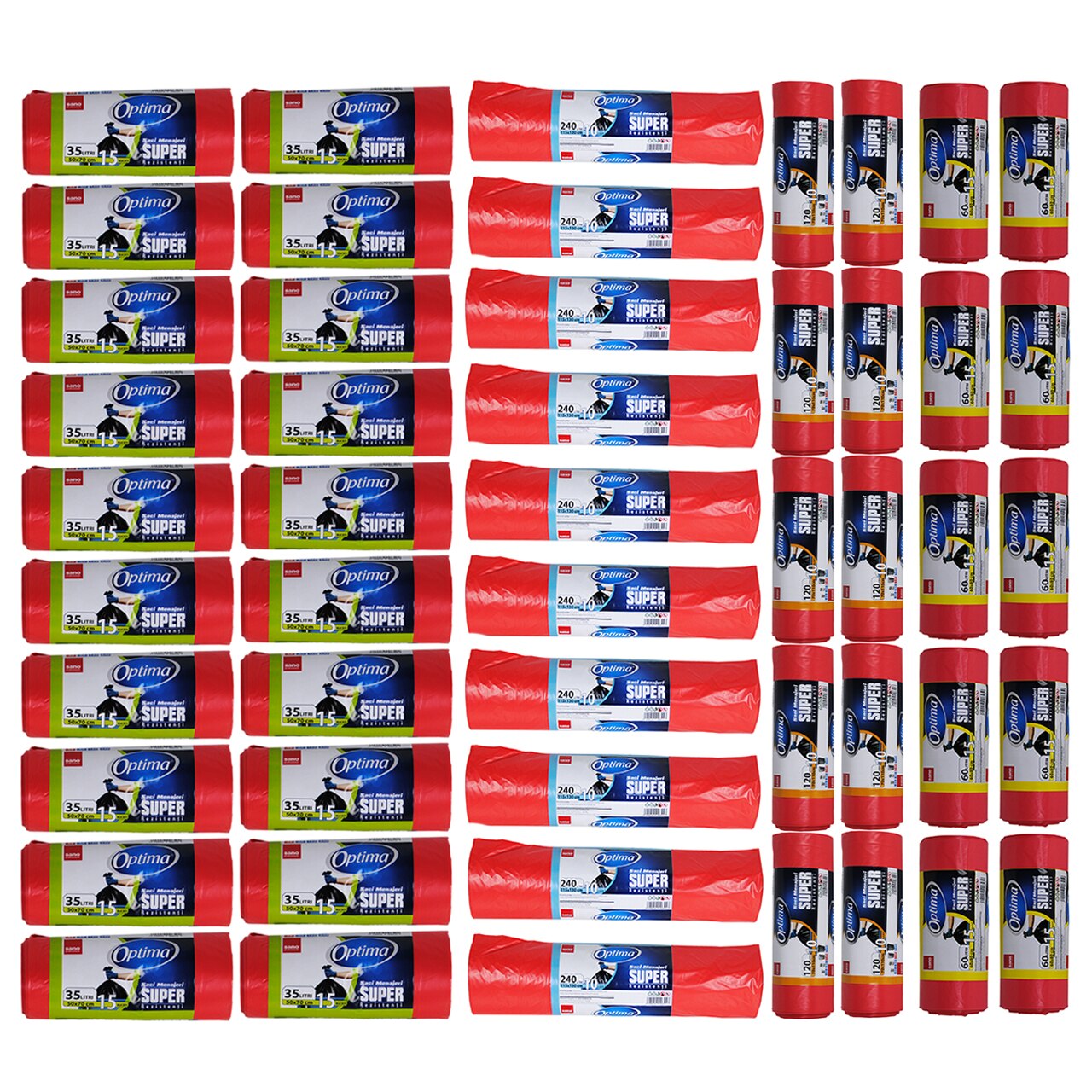 Pachet - 20 x Saci menajeri, Sano Optima, 35L + 10 x Saci menajeri, Sano Optima, 60L + 10 x Saci menajeri, Sano Optima, 120L + 10 x Saci menajeri, Sano Optima, 240L