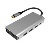 Adaptor multiport PNI MP09 USB-C la HDMI, 4 x USB 3.0, SD/TF, RJ45, USB-C PD, 9 iesiri