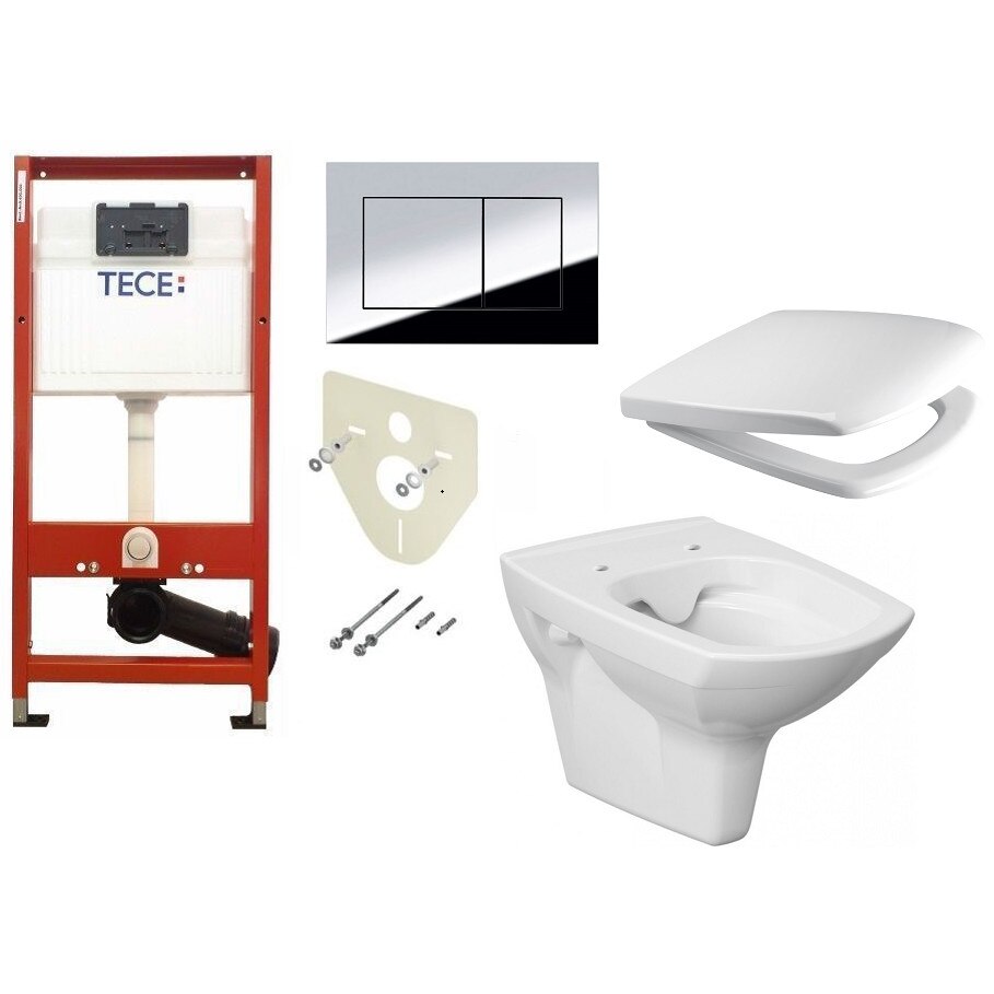 ALL IN ONE Incastrat - TECE + Cersanit Carina CleanON - Gata de montaj - Vas wc Suspendat Cersanit Carina CleanON + Capac softclose + Rezervor TECE