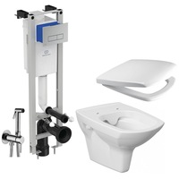 set 3 in 1 ideal standard  cersanit carina cleanon - cu dus igienic - gata de montaj - vas wc suspendat cersanit carina cleanon  capac softclose  rezervor ideal standard imagen 15_0_
0