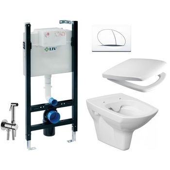 ALL IN ONE Incastrat - LIV + Cersanit Carina CleanON - Cu dus Igienic - Gata de montaj - Vas wc Suspendat Cersanit Carina CleanON + Capac softclose + Rezervor LIV ALL IN ONE Incastrat - LIV + Cersanit Carina CleanON - Cu dus Igienic - Gata de montaj - Vas wc Suspendat Cersanit Carina CleanON + Capac softclose + Rezervor LIV