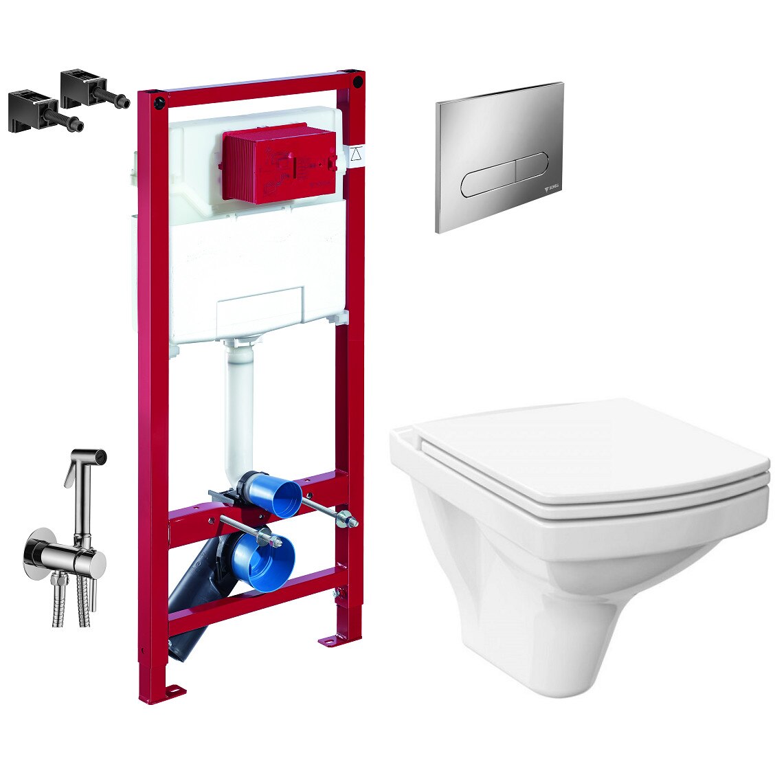 ALL IN ONE Incastrat - Schell + Cersanit Easy CleanON - Cu dus Igienic - Gata de montaj - Vas wc Suspendat Cersanit Easy CleanON + Capac softclose + Rezervor Schell