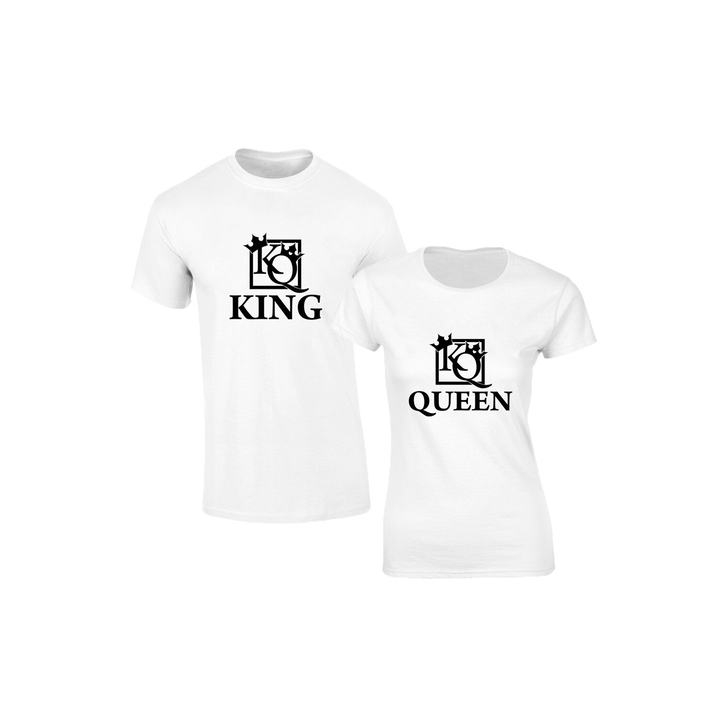 Set de tricouri albe King/Queen SIGN, marimea:L
