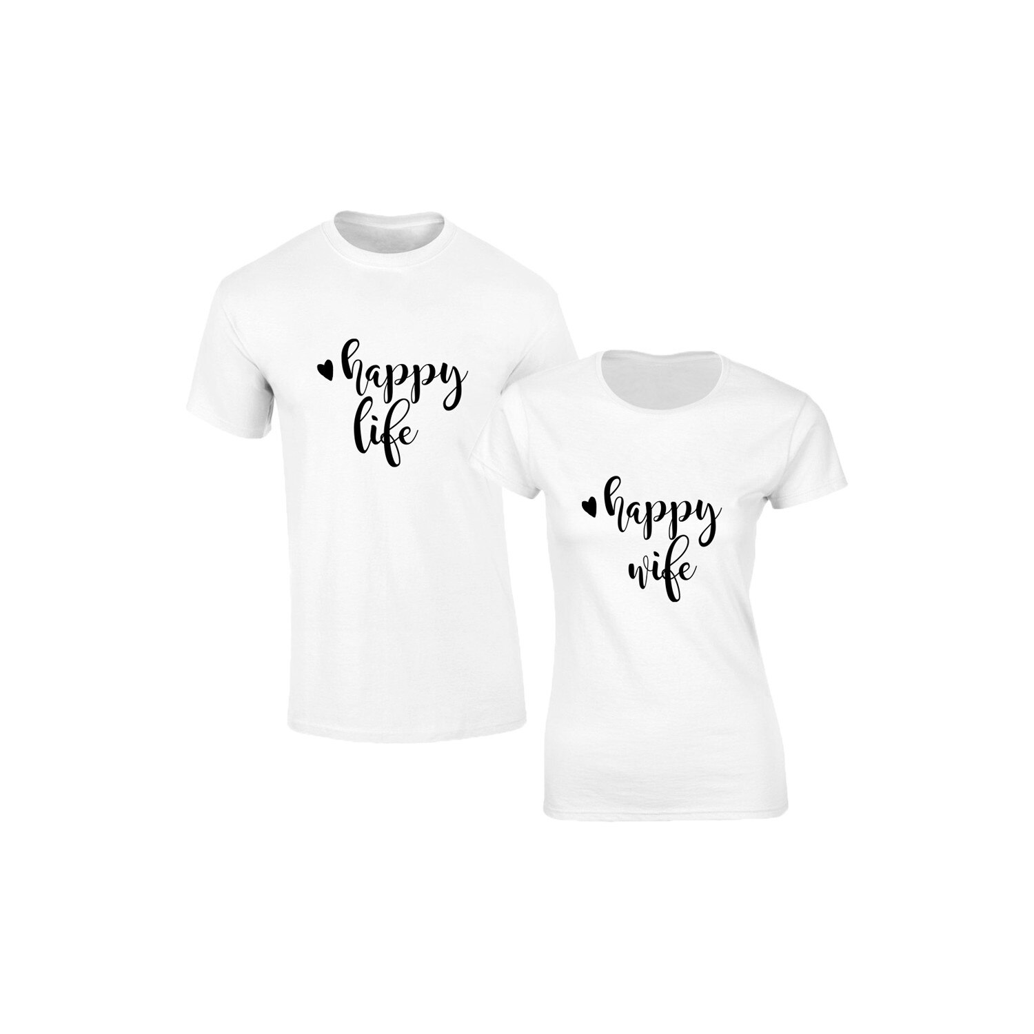 Set de tricouri albe Happy, marimea:L