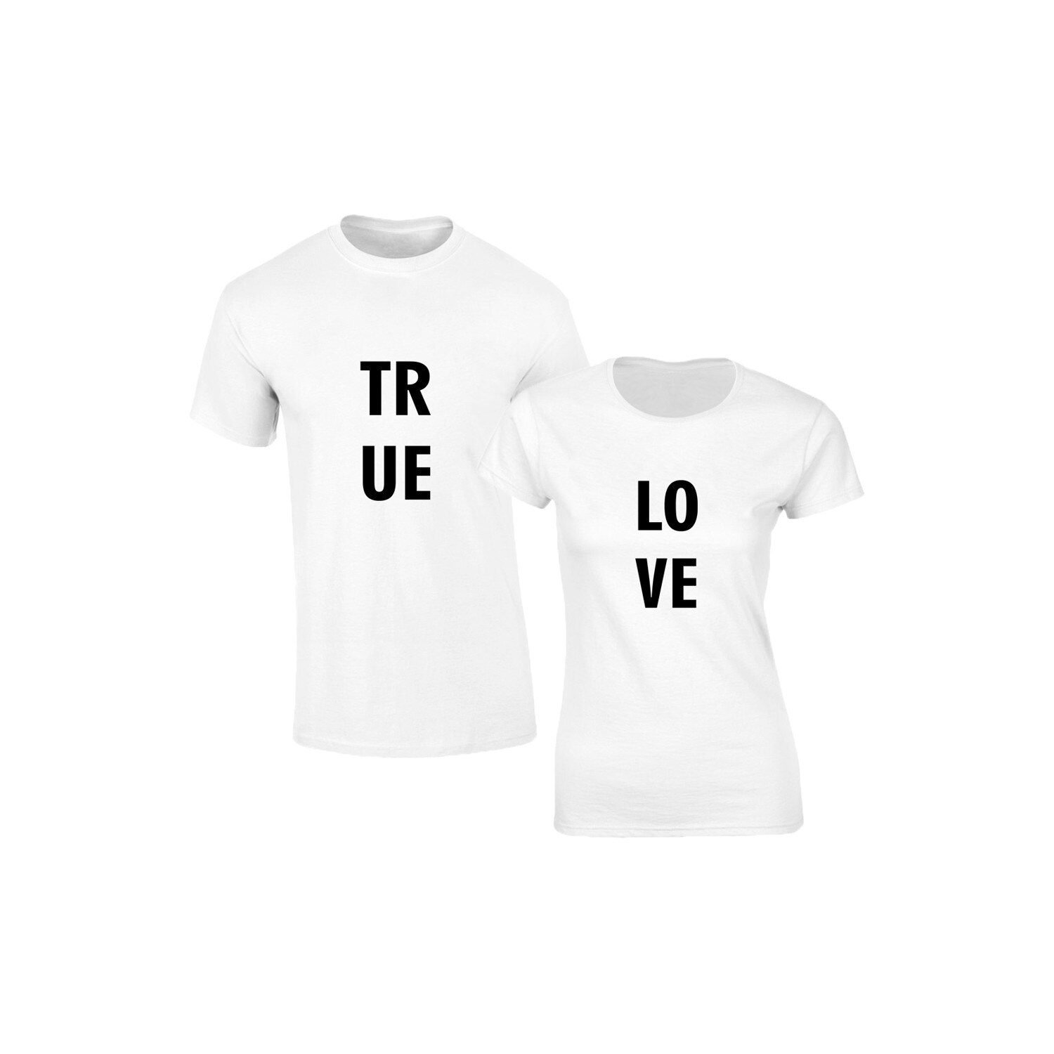 Set de tricouri albe cuplu True Love, marimea M