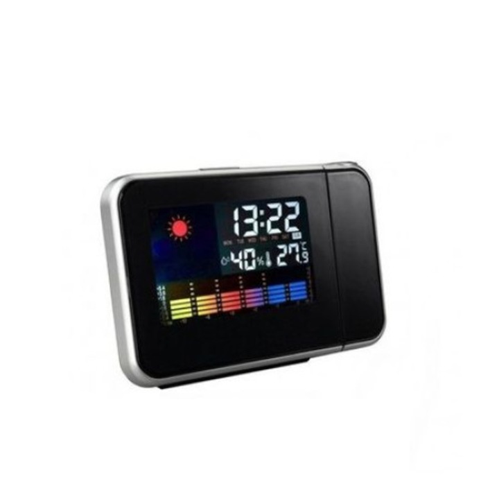Електронен стенен прожекционен часовник Reflection Vision® с LCD дисплей, дисплей за температура, влажност