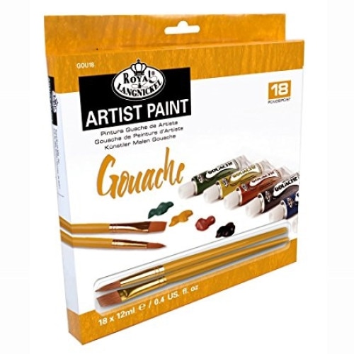 Set culori guase Royal 18x12ml cu 2 pensule fir sintetic