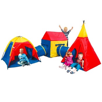 Set trei corturi pentru copii cu doua tunele iPlay Set trei corturi pentru copii cu doua tunele iPlay