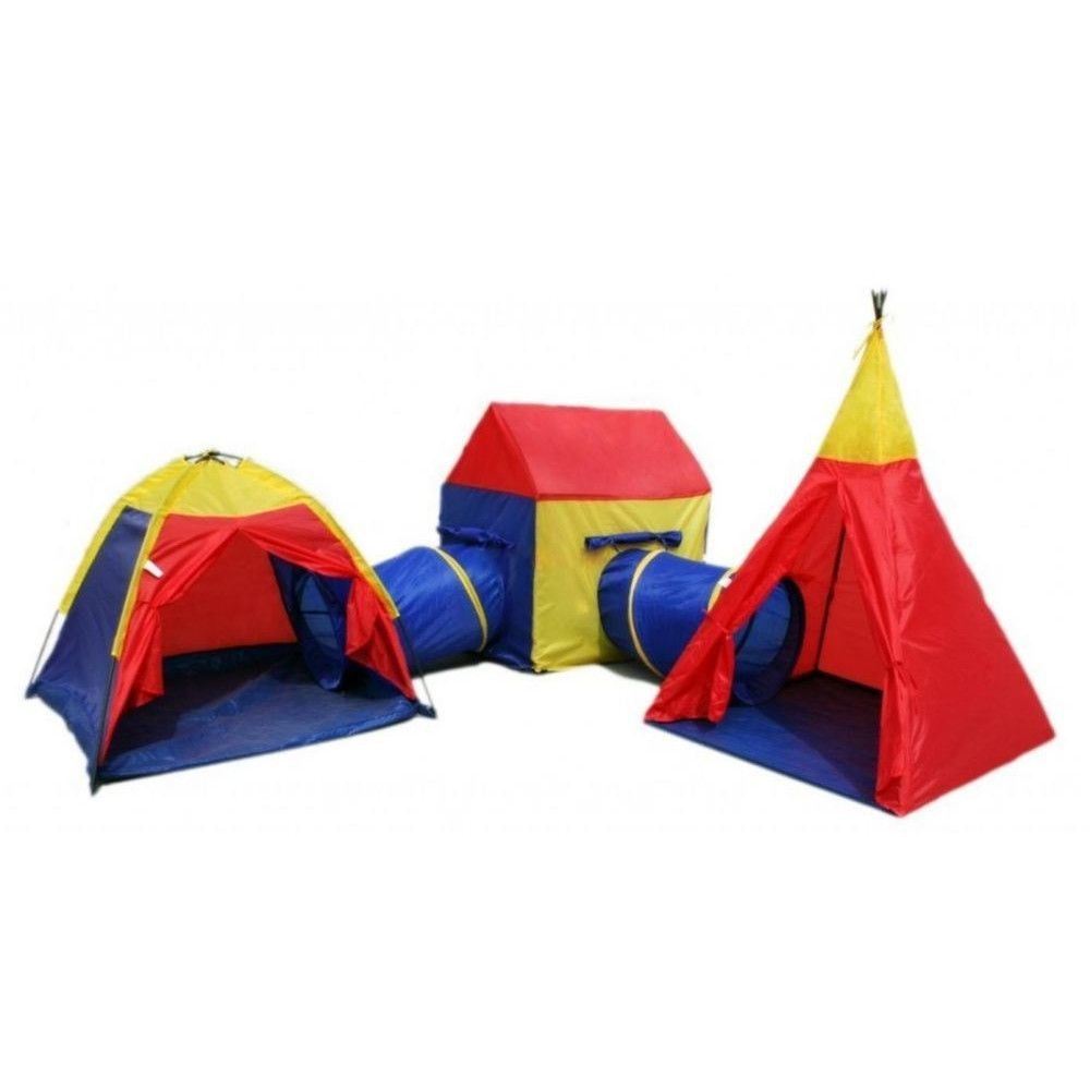 Cort de joaca XXL IDL, Casuta Cu Povesti, Format din 5 PIESE Cort Iglu, Cabana Cort, 2 x Tunel, Potrivit atat pentru interior cat si pentru exterior, Spatiul ideal pentru distractie si amuzament