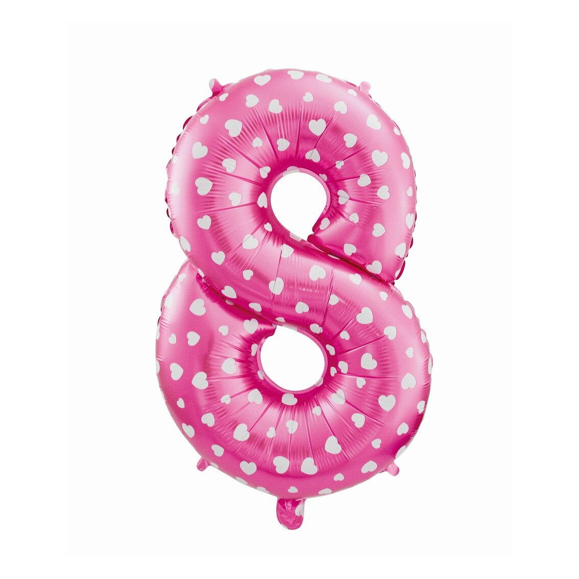 Balon Folie Figurina, Cifra 8, Deco, Roz cu inimioare albe, 61cm