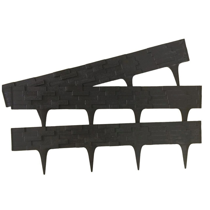 STREND PRO Stone Palisade szegély készlet kert lehatárolásához, 3 db, 2,4 m, 820x95/200 mm, barna