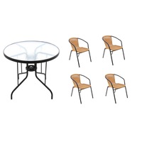 set masa pentru gradina cu 4 scaune confectionat din metalpolietilena model elegant cu design modern culoare-maro imagen 43_0_
0