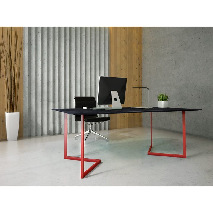 Masa David cu blat subtire gri, 200x100x75 cm, Bear Studio