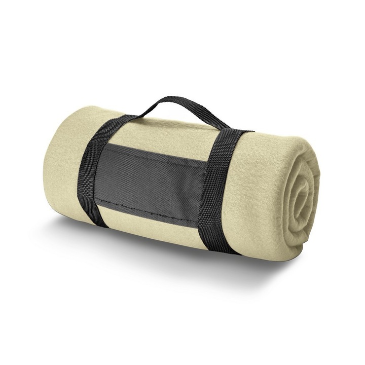 Patura de picnic din lana 150x120 cm, Everestus, BTS01, bej, saculet de calatorie inclus