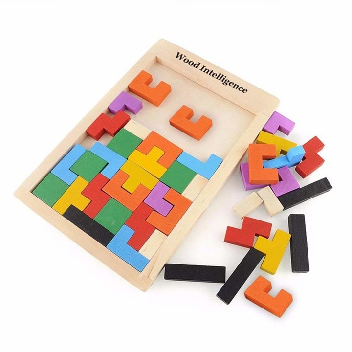 Joc educativ, Tetris, din lemn, FamousKids®