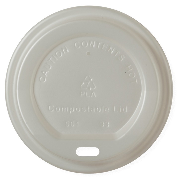 Capace Bio Bauturi Calde 80mm, 100% Biodegradabile si Compostabile, 100 buc/set, din CPLA
