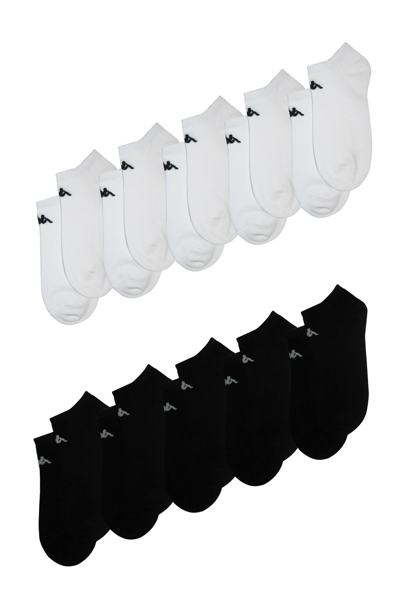 Set Kappa 10 perechi de sosete scurte, dama, Alb/Negru