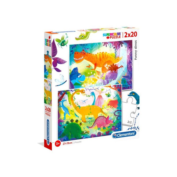 Clementoni 5247554 Clementoni: dinoszauruszos 2x20 darabos puzzle