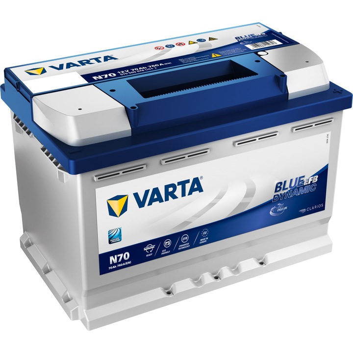 Varta Blue EFB Autó akkumulátor, 70Ah, EN 760A, 278x175x190, start - stop