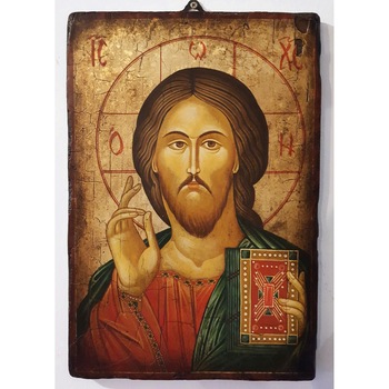 Icoana pictata pe lemn Bizantina Speciala cu Iisus Hristos 8, Artizanat Opait, 32X22cm Icoana pictata pe lemn Bizantina Speciala cu Iisus Hristos 8, Artizanat Opait, 32X22cm
