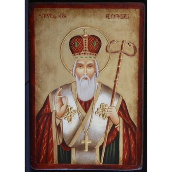Icoana pictata pe lemn Sfantul Alexandru 1, Artizanat Opait, 22X18cm Icoana pictata pe lemn Sfantul Alexandru 1, Artizanat Opait, 22X18cm