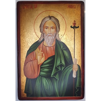 Icoana pictata pe lemn Sf. Andrei 1, Artizanat Opait, 32X22cm Icoana pictata pe lemn Sf. Andrei 1, Artizanat Opait, 32X22cm