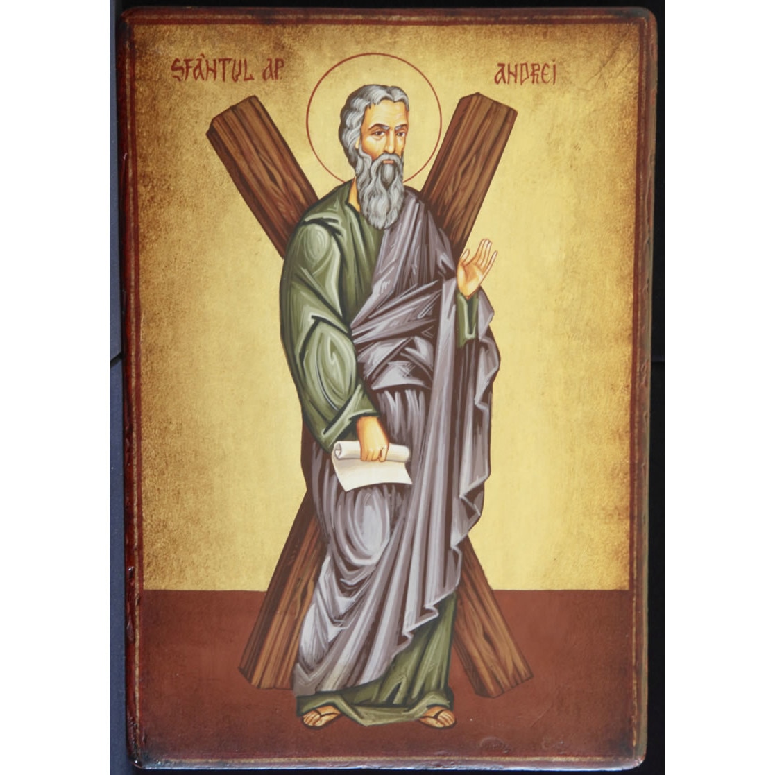 Icoana pictata pe lemn Sf. Andrei 3, Artizanat Opait, 32X22cm
