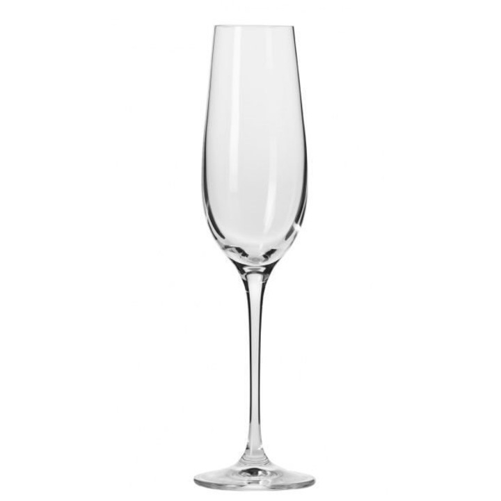 Set 6 pahare sampanie, sticla cristalina, 180ml, "Harmony" - Krosno