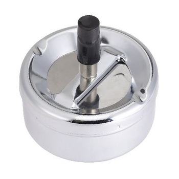 Scrumiera cu buton Hendi, placata cu crom, Ø9x4,5 cm Scrumiera cu buton Hendi, placata cu crom, Ø9x4,5 cm
