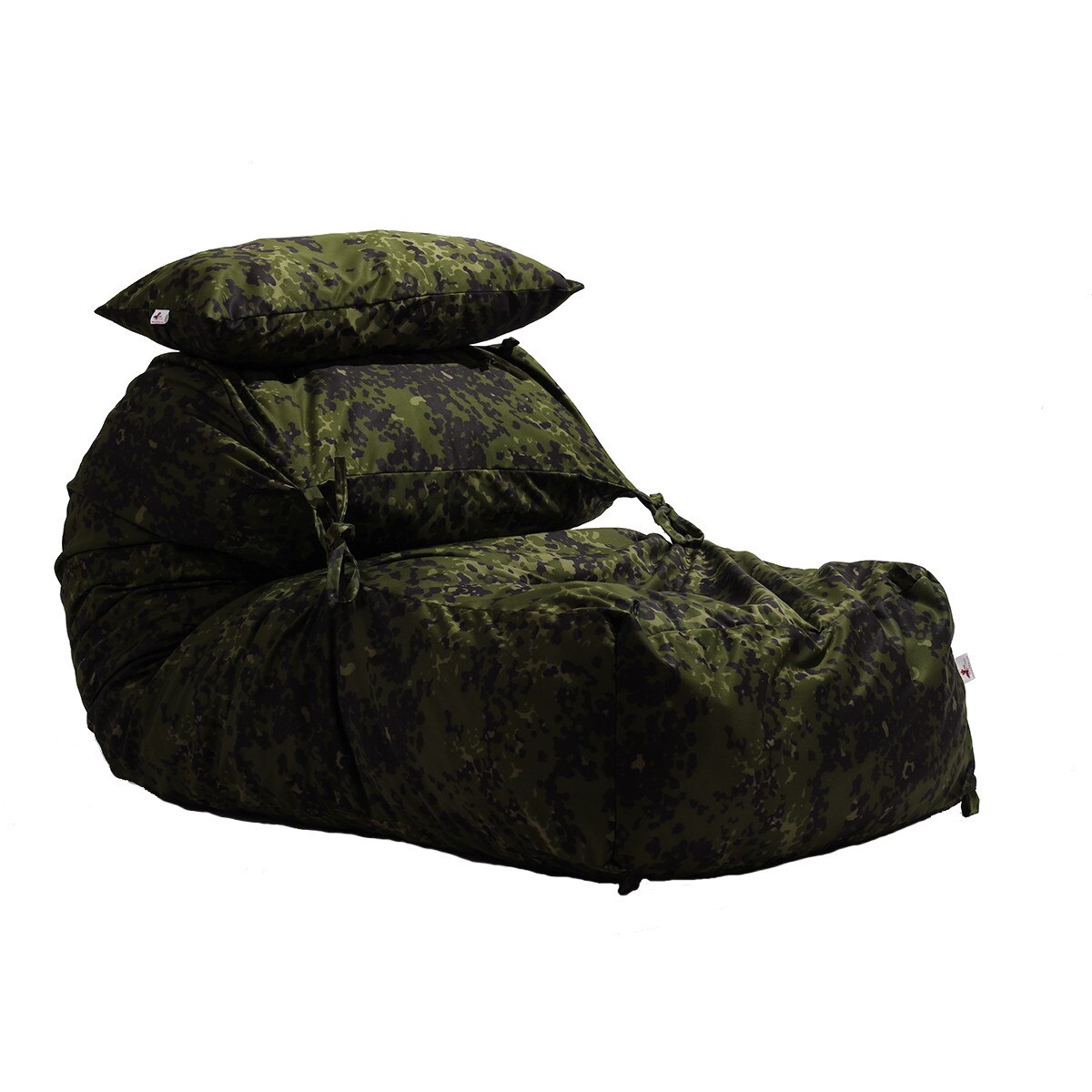 Fotoliu Pufrelax Yoga L + Perna - Army Camouflage (Gama Premium) umplut cu fulgi de burete memory mix®